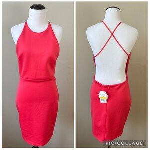 NEW Soprano size Medium Sleeveless Coral Fit n’ Flare Strappy Dress Open Back
